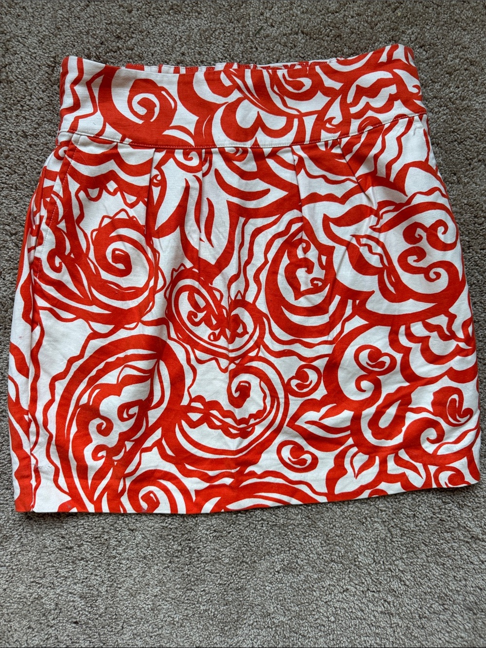 Merona Red and White Abstract-Print Mini Skirt